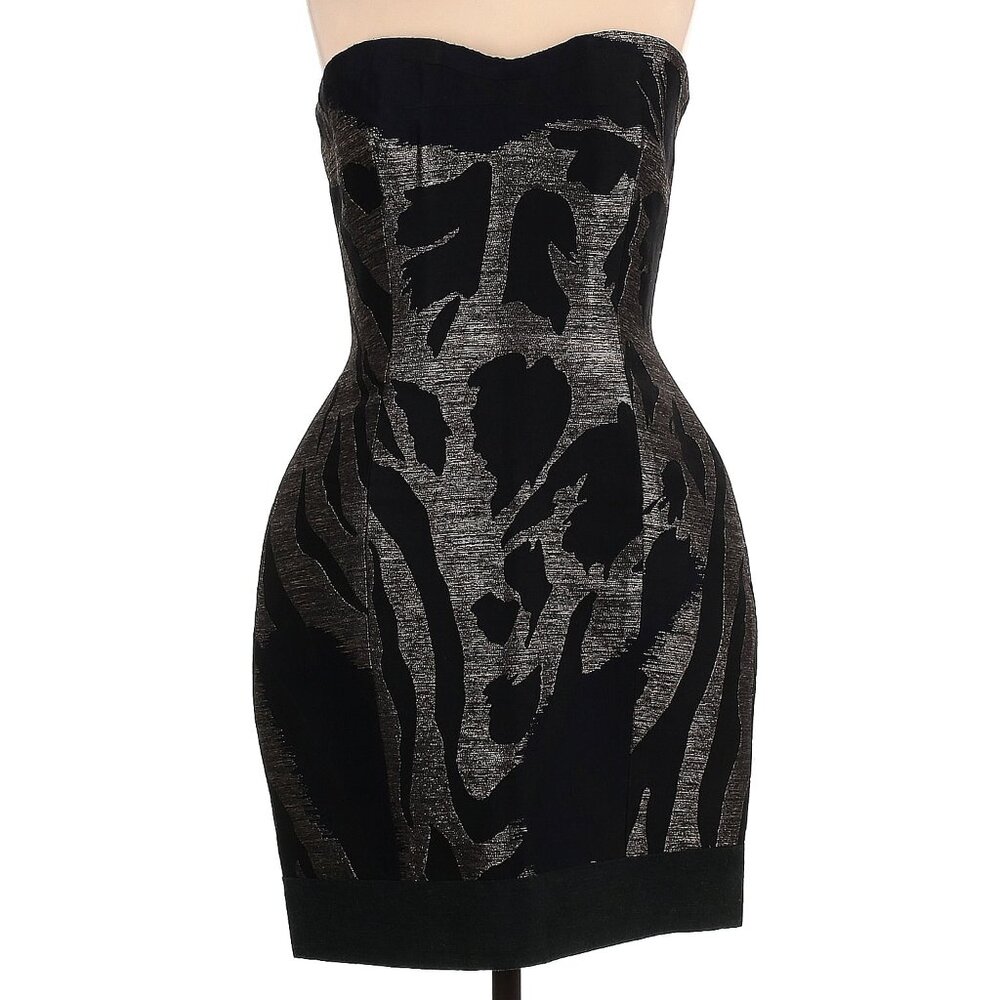 Yigal Azrouël New York Women's Strapless Wool Dress w/Metallic Details-Size 6